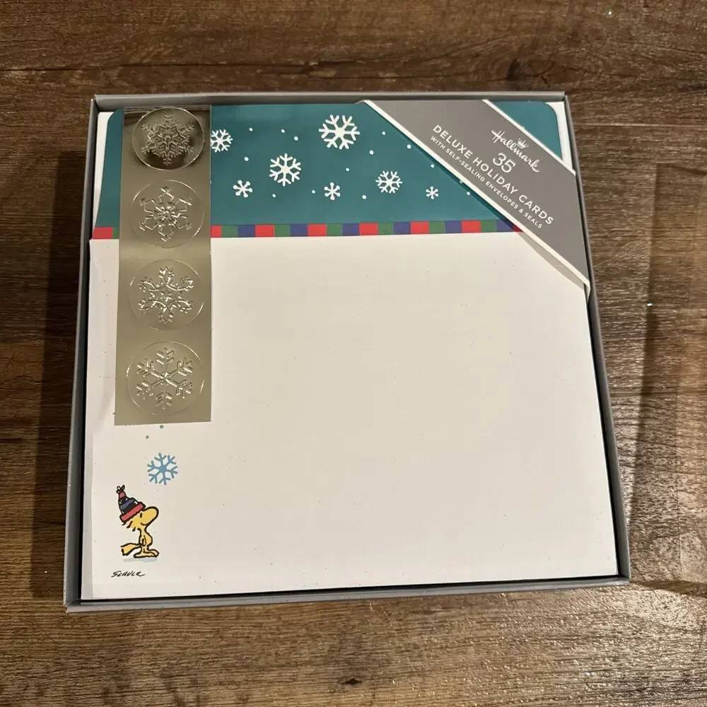 35 Hallmark Peanuts Glitter Christmas Cards Box Set Charlie Brown Snoopy READ